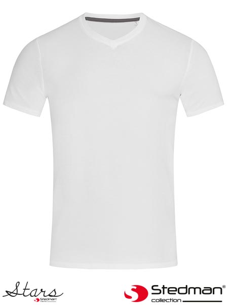 T-SHIRT MĘSKI V-NECK SST9610 WHI